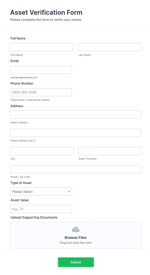 Asset Verification Form Template