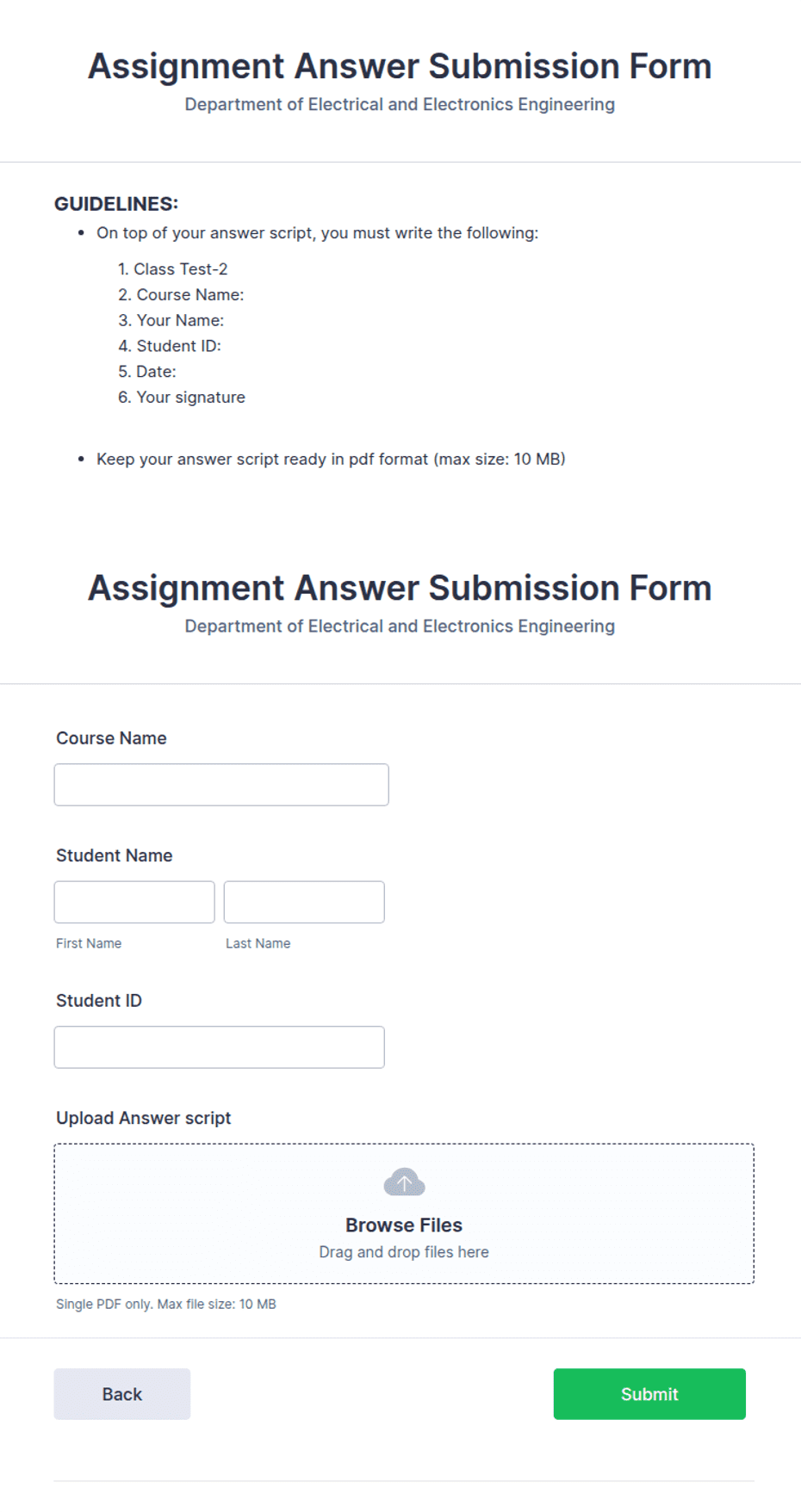 Assignment Create Form Assignment Answer Submission Form Template | Jotform