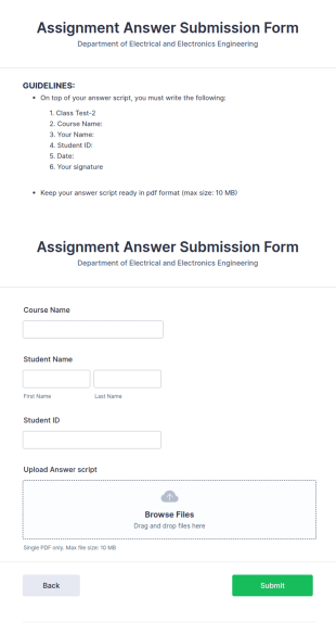Assignment Answer Submission Form Template
