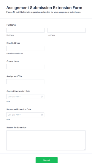 Assignment Submission Extension Form Form Template