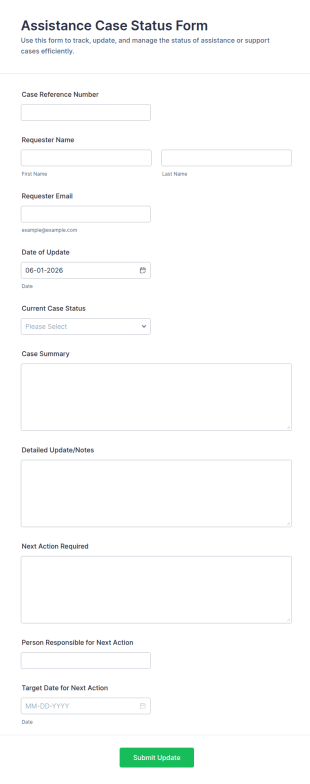 Assistance Case Status Form Template