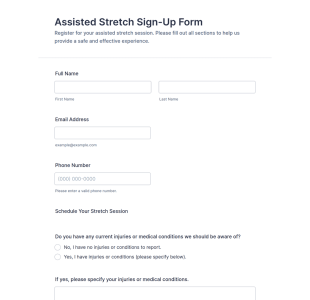 Assisted Stretch Sign Up Form Template