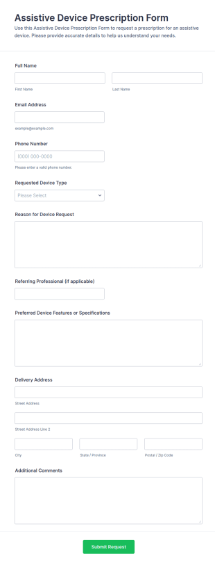 Assistive Device Prescription Form Template