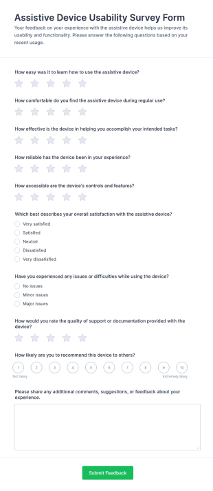 Assistive Device Usability Survey Form Template