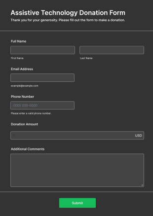 Assistive Technology Donation Form Template