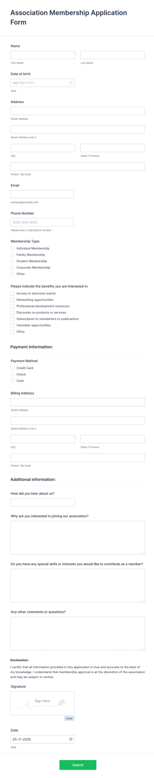 Association Membership Application Form Template