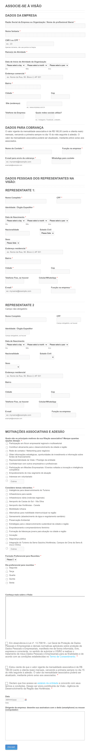 Associe Se A Visao Form Template