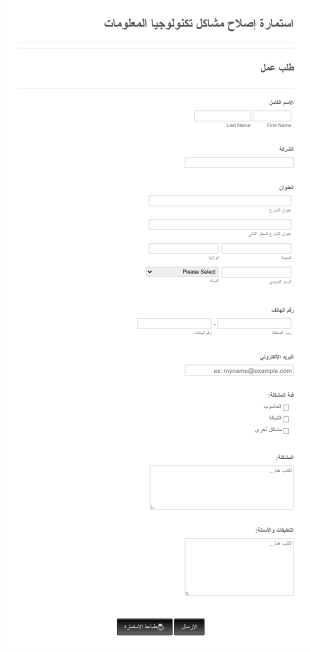 استمارة إصلاح مشاكل تكنولوجيا المعلومات