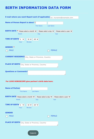 Astrology Site Data Form Template
