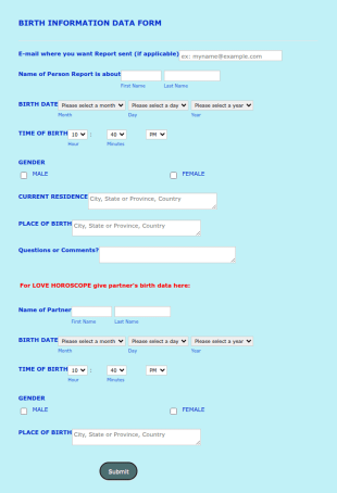 Astrologyhoroscope Site Data Form Template