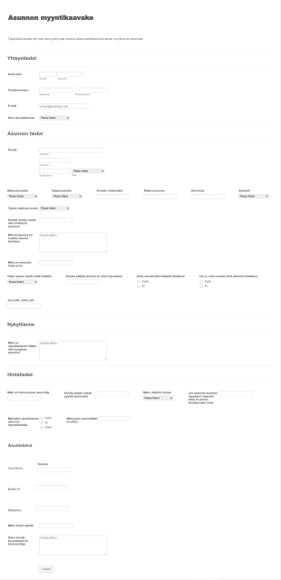 Asunnon Myyntikaavake Form Template