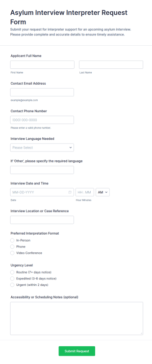 Asylum Interview Interpreter Request Form Template