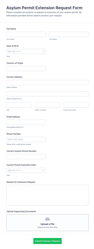 Asylum Permit Extension Request Form Template