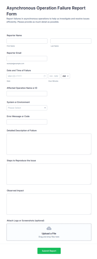 Asynchronous Operation Failure Report Form Template