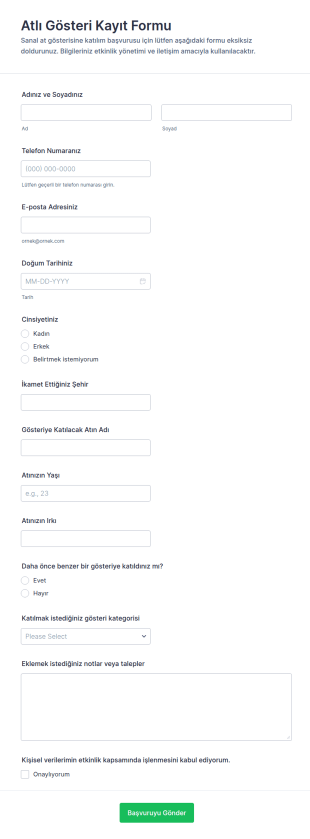 At Yarışması Katılım Form Şablonu