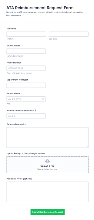 ATA Reimbursement Request Form Template