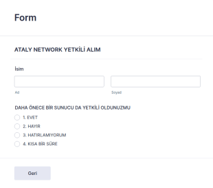 Atalay Network Yetkili Alım Form Şablonu