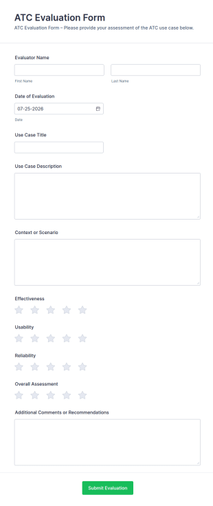 ATC Evaluation Form Template