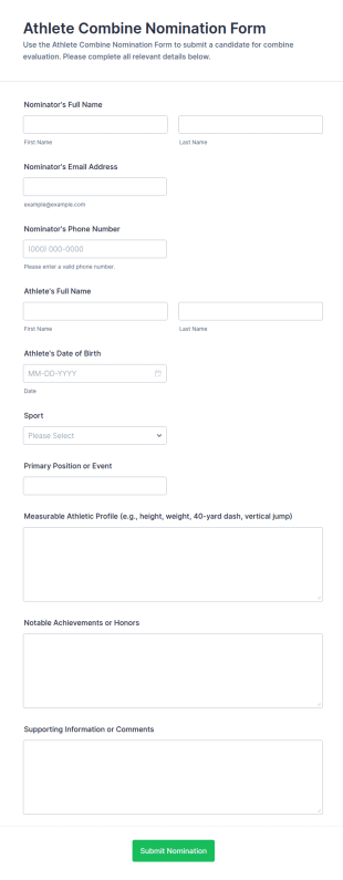 Athlete Combine Nomination Form Template