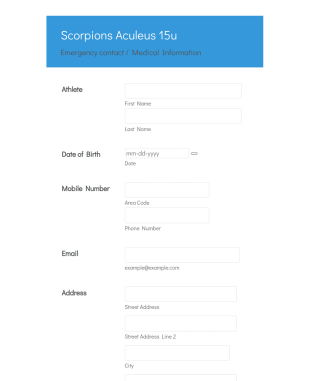 Athlete Medical History Form Template