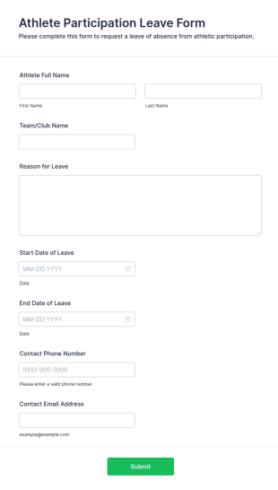 Athlete Participation Leave Form Template