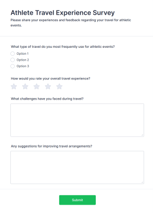 Athlete Travel Experience Survey Form Template