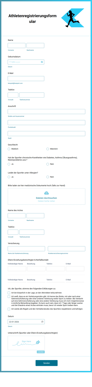 Athletenregistrierungsformular