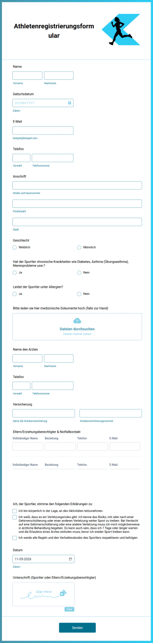 Athletenregistrierungsformular