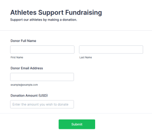 Athletes Support Fundraising Form Template