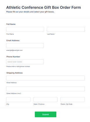 Athletic Conference Gift Box Order Form Template