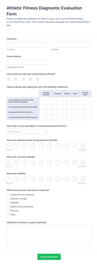 Athletic Fitness Diagnostic Evaluation Form Template