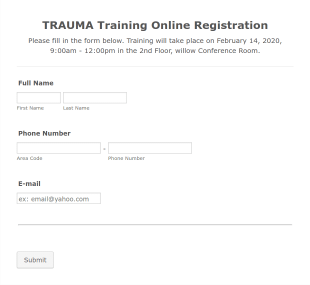 Housing Training Registration Form Template