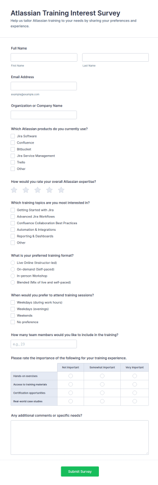 Atlassian Training Interest Survey Form Template