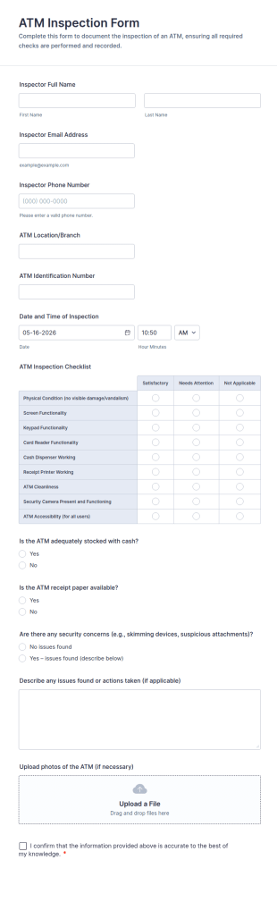 ATM Inspection Form Template