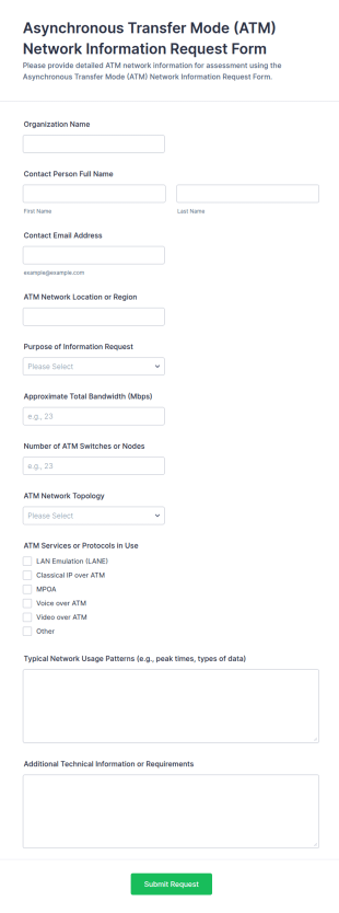 ATM Network Information Request Form Template