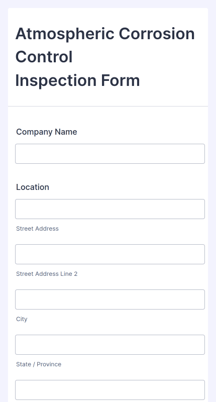 Atmospheric Corrosion Control Inspection Form