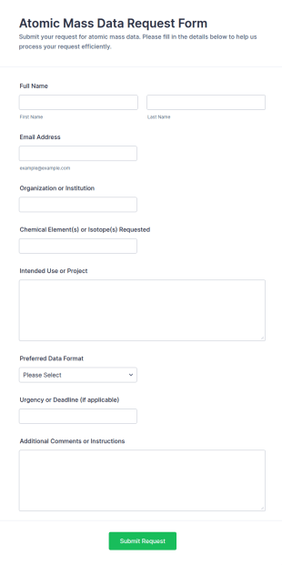 Atomic Mass Data Request Form Template