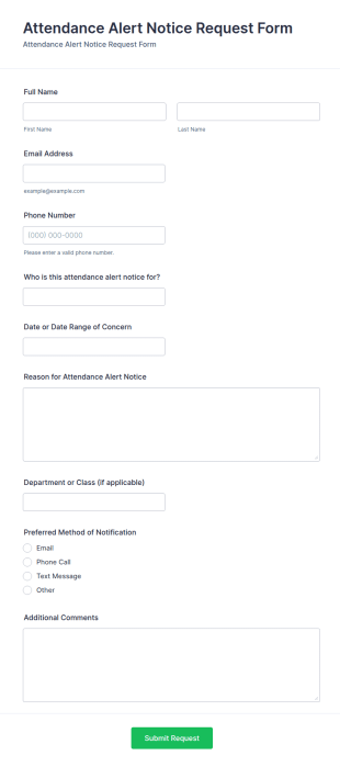 Attendance Alert Notice Request Form Template