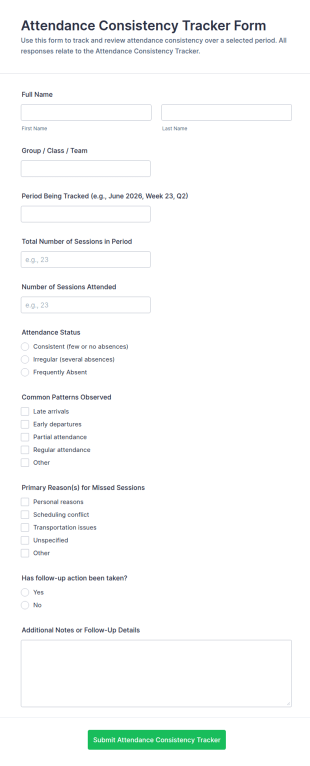 Attendance Consistency Tracker Form Template