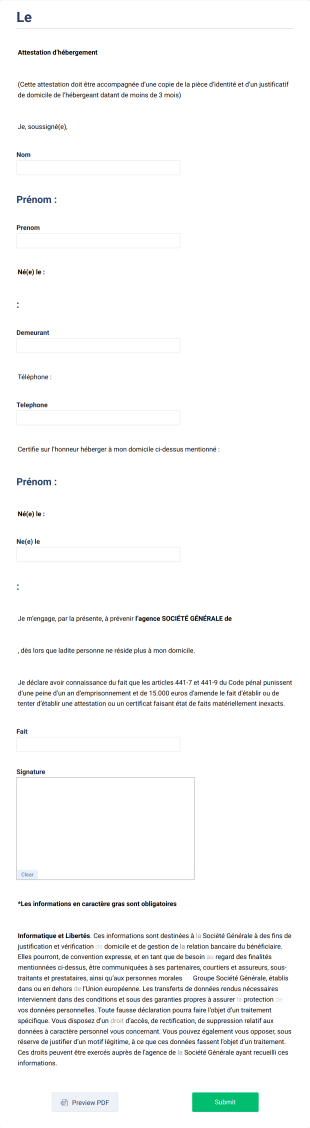 Attestation D'hébergement