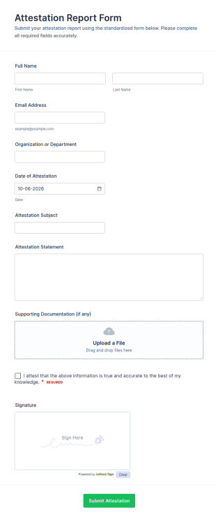 Attestation Report Form Template
