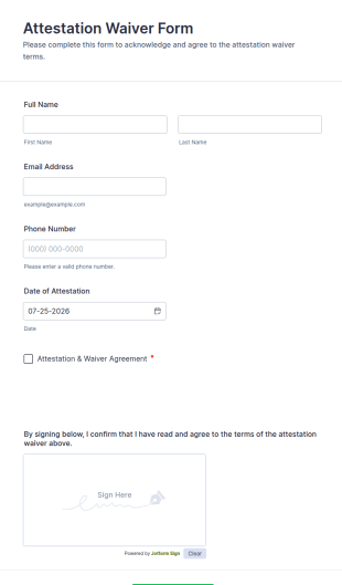Attestation Waiver Form Template