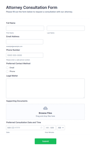 Attorney Consultation Form Template