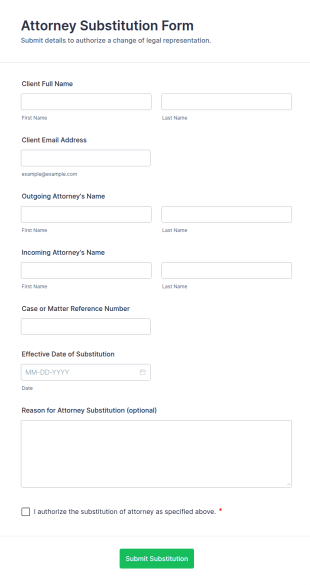 Attorney Substitution Form Template