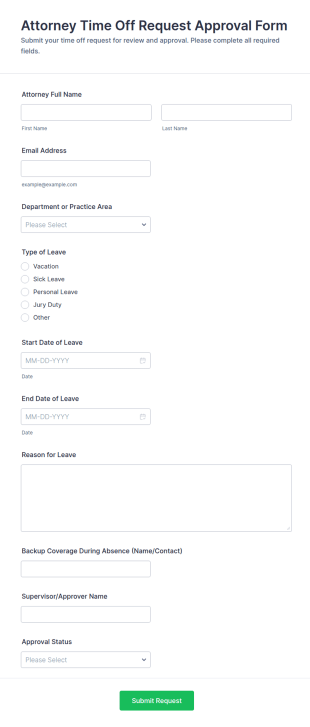 Attorney Time Off Request Approval Form Template