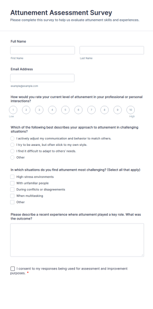 Attunement Assessment Survey Form Template