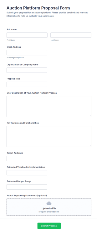 Auction Platform Proposal Form Template