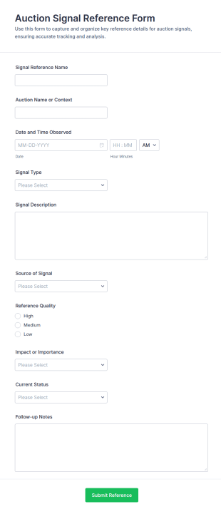 Auction Signal Reference Form Template