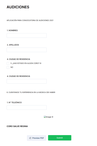 Audiciones Form Template
