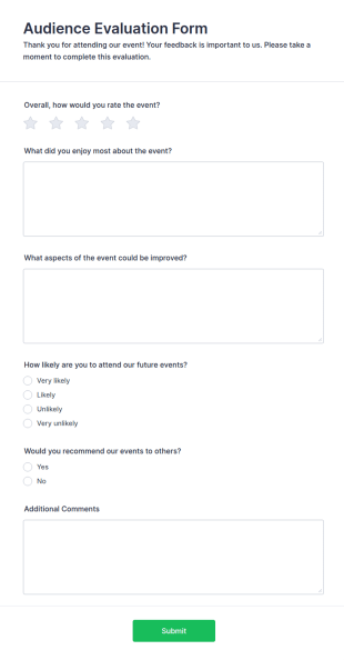 Audience Evaluation Form Template